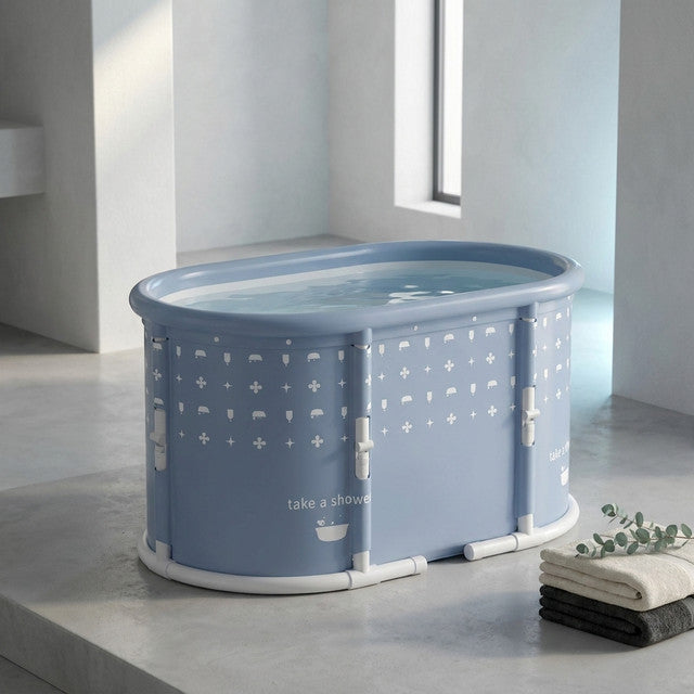 Portable Foldable Bath Tub for Adults No Installation Needed Large Separate Hot SPA Soaking Ice Bathtub Gray — Studio Shot